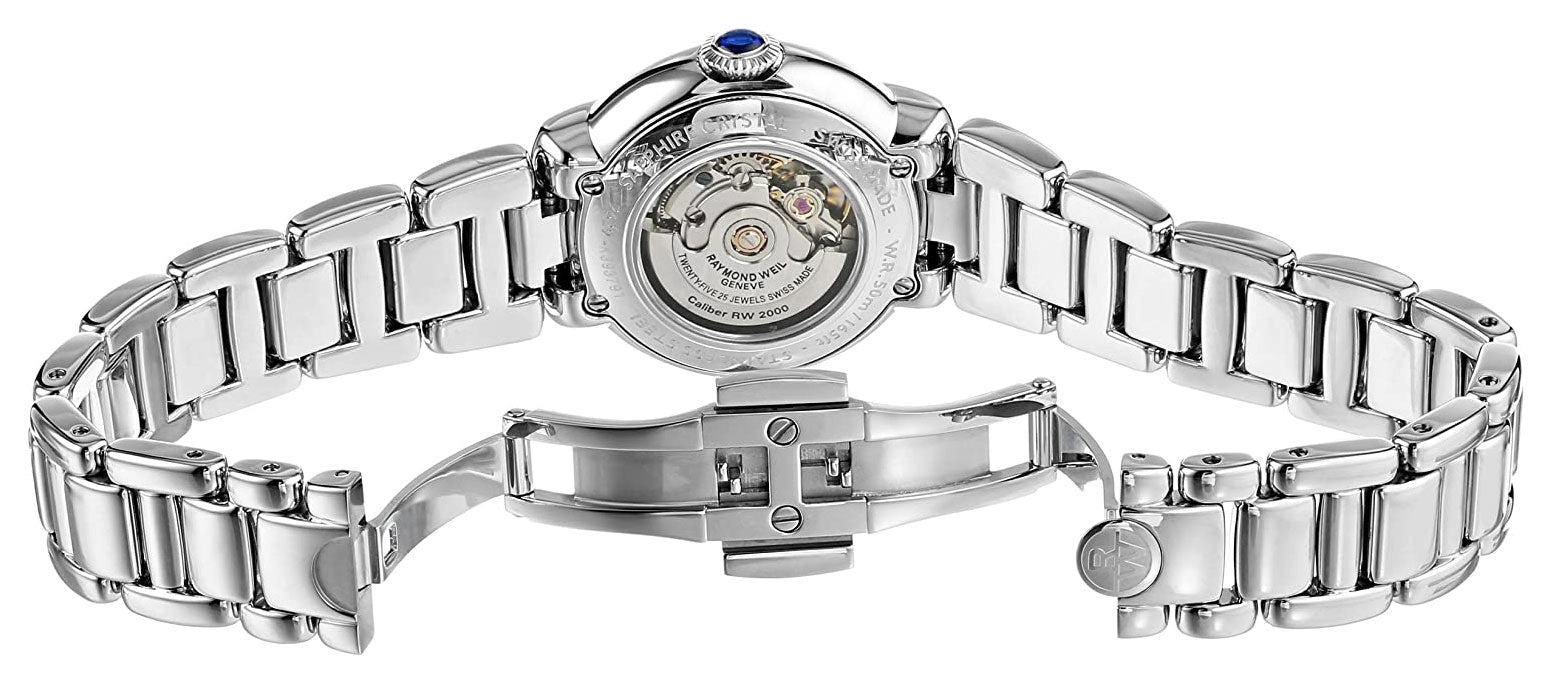 Raymond Weil Jasmine Automatic Stainless Steel Diamonds Silver-Tone Dial Date Womens Watch 2629-STS-01659