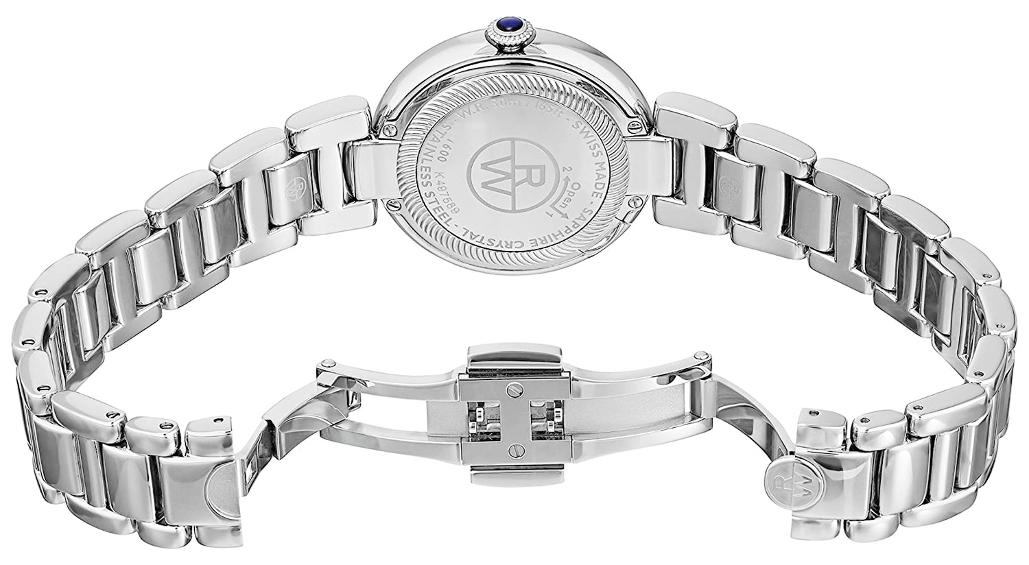 Raymond Weil Shine Stainless Steel Diamonds Mother-of-Pearl Dial Interchangeable Black Satin Strap Date Quartz Womens Watch 1600-ST-00995