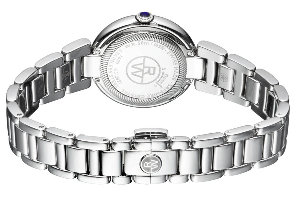 Raymond Weil Shine Stainless Steel Diamonds Mother-of-Pearl Dial Interchangeable Black Satin Strap Date Quartz Womens Watch 1600-ST-00995
