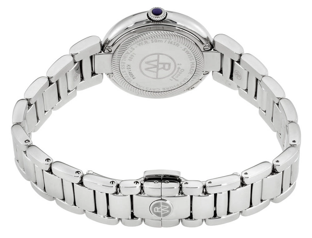 Raymond Weil Shine Stainless Steel Diamonds Silver-Tone Dial Interchangeable Black Satin Strap Date Quartz Womens Watch 1600-STS-00659