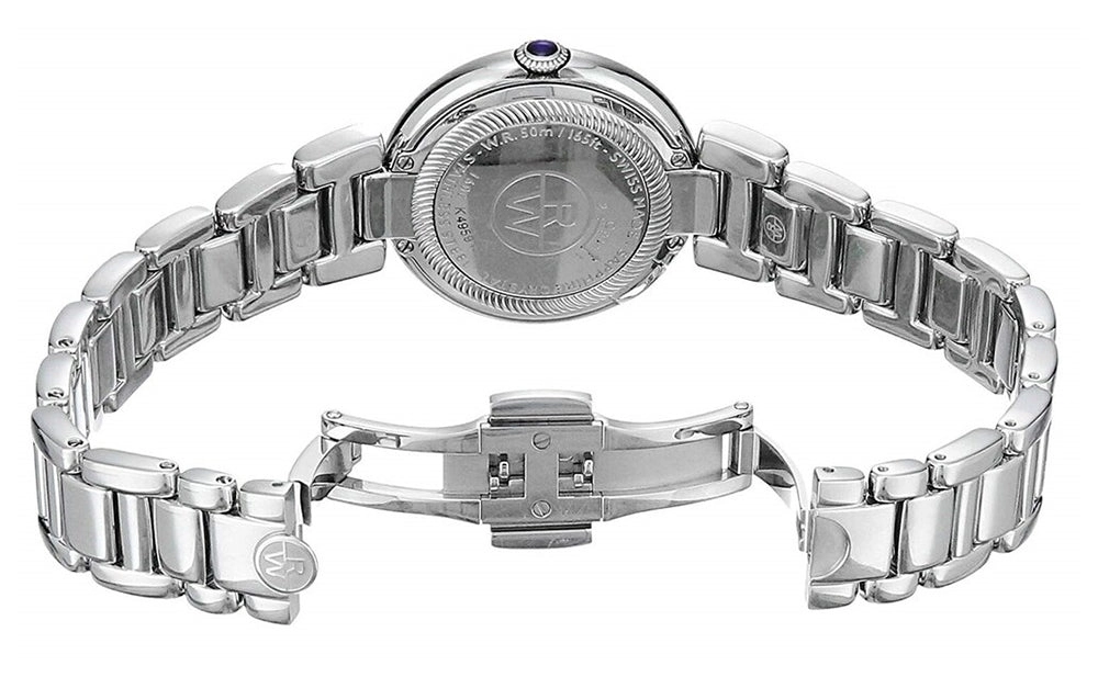 Raymond Weil Shine Stainless Steel Diamonds Silver-Tone Dial Interchangeable Black Satin Strap Date Quartz Womens Watch 1600-STS-00659