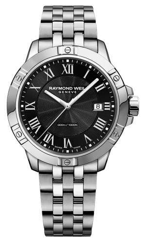Raymond Weil Tango Stainless Steel Black Dial Date Divers Quartz Mens Watch 8160-ST-00208