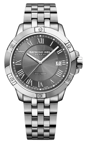 Raymond Weil Tango Stainless Steel Gray Dial Date Divers Quartz Mens Watch 8160-ST-00608