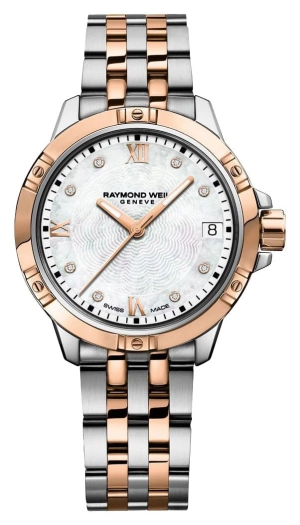 Raymond Weil Tango Two-Tone Stainless Steel Mother-of-Pearl Dial Diamonds Date Quartz Womens Watch 5960-SP5-00995