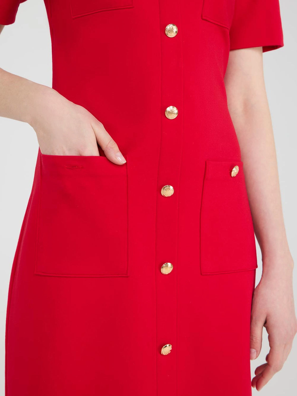 Short Sleeve Button-Front Dress