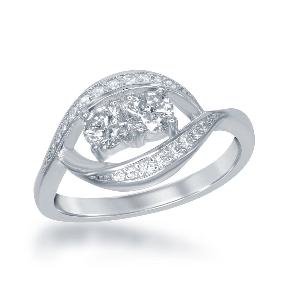 Sterling Silver Marquise Shaped Us2gether CZ Ring - W-1712