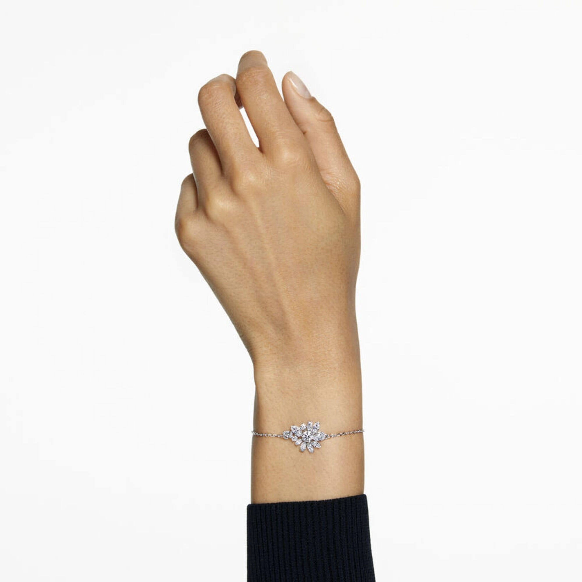 Swarovski Women's Bracelet - Gema White Flower Mixed Cuts Rhodium Plated | 5644684