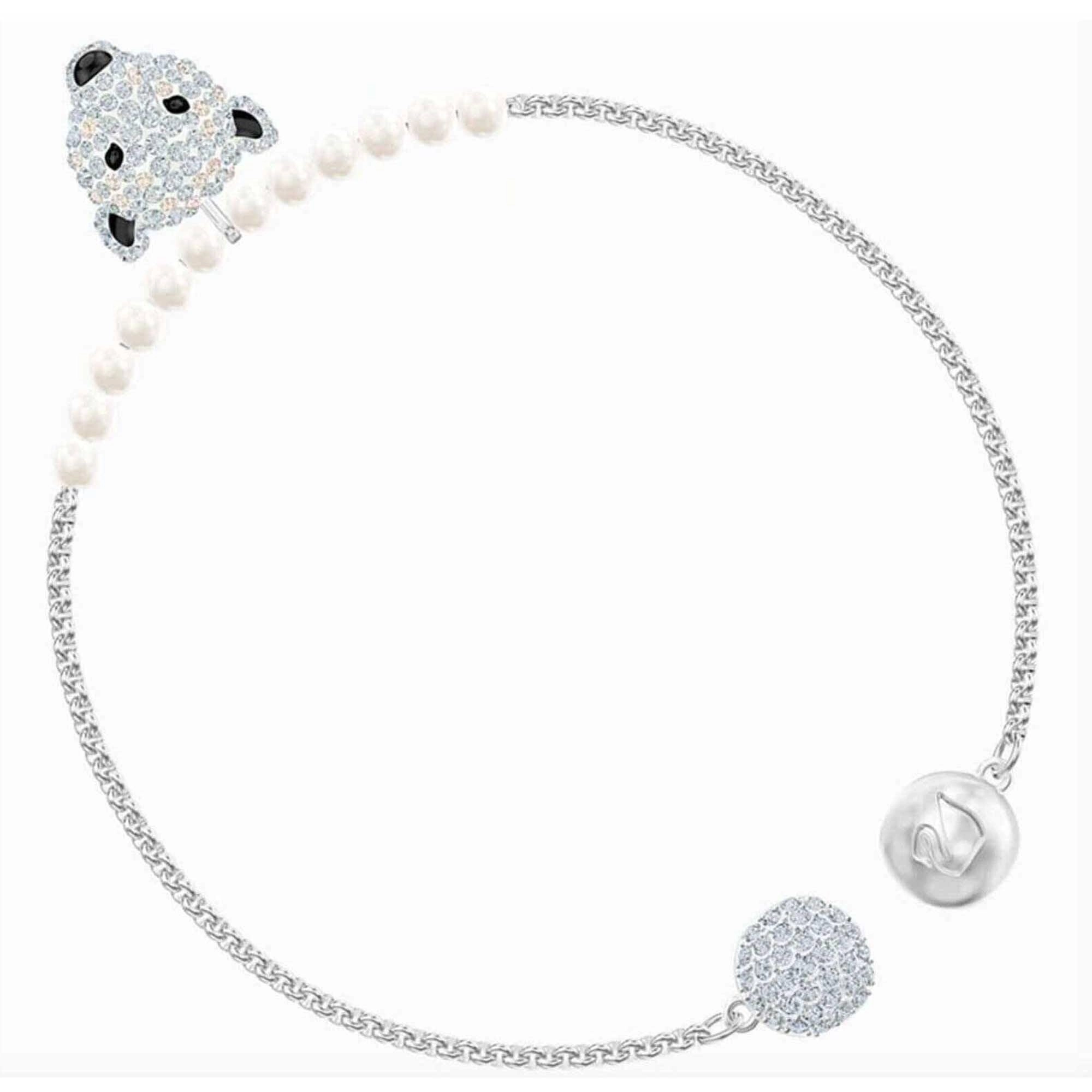 Swarovski Women's Bracelet - Polar Bestiary Rhodium Plated White Pearls | 5493706