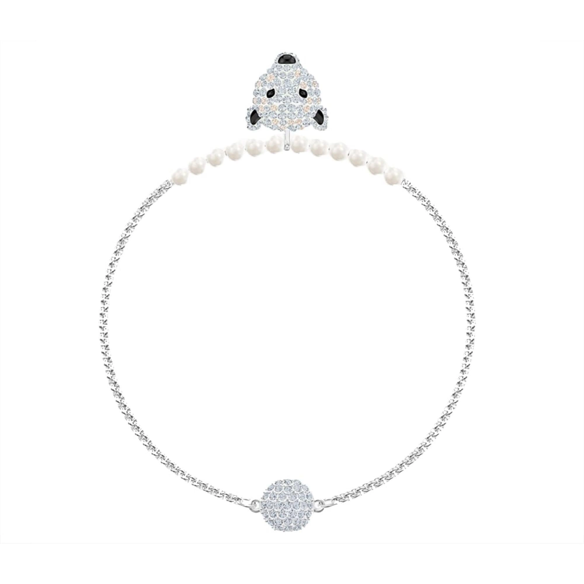 Swarovski Women's Bracelet - Polar Bestiary Rhodium Plated White Pearls | 5493706