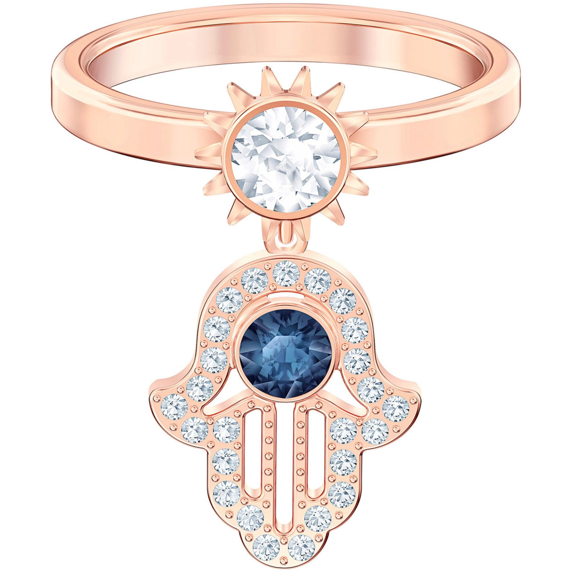 Swarovski Women's Ring - Duo Evil Symbolic Motif Rose Gold Plated, Size 6.75 | 5510068