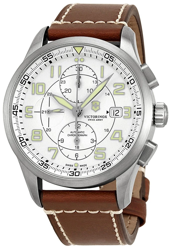 Swiss Army Airboss Mechanical Automatic Chronograph Steel Mens Watch Date 241598