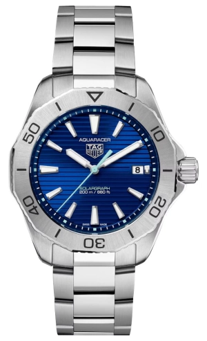 TAG Heuer Aquaracer Professional 200 Solargraph Stainless Steel Blue Dial Date Divers Quartz Mens Watch WBP1113.BA0000