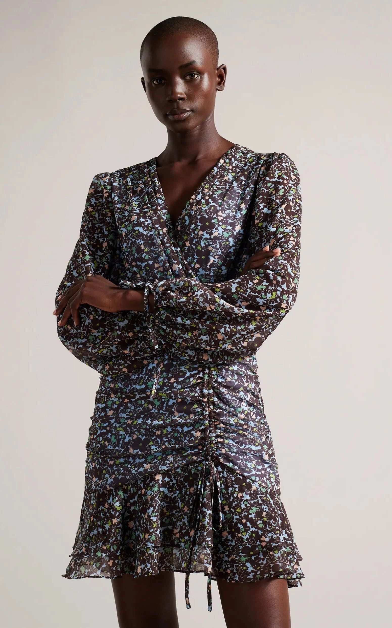 Ted Baker - Cherela Dropped Waist Ruched Long Sleeve Dress