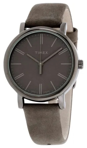 Timex Originals Gray Brass Gray Dial Gray Leather Strap Quartz Womens Watch TW2P96400