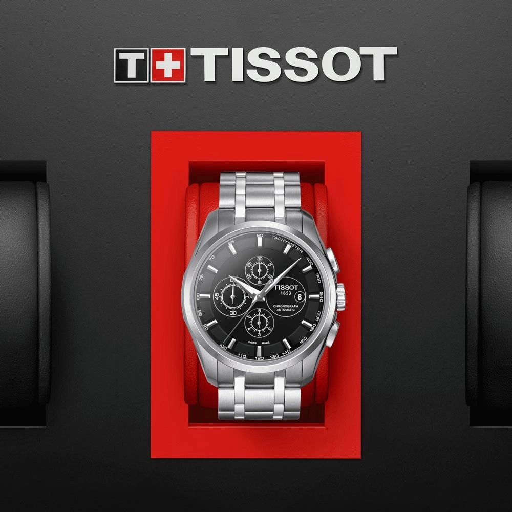 Tissot Couturier 43mm Black Dial Automatic Chronograph Gents Watch T0356271105100