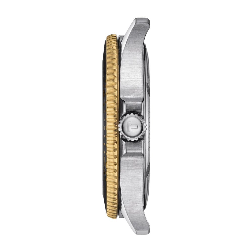 Tissot Seastar 1000 Black Dial 40mm Gold PVD Steel Gents Quartz Watch T1204102205100
