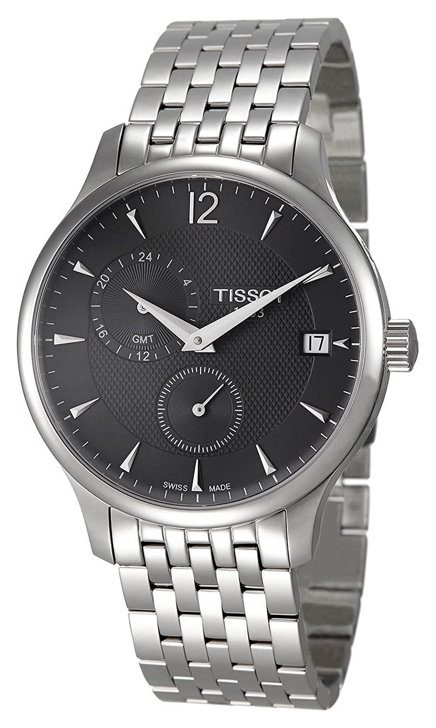 Tissot T-Classic Tradition Stainless Steel GMT Anthracite Dial Date Quartz Mens Watch T0636391106700
