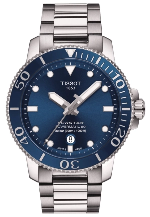 Tissot T-Sport Seastar 1000 Automatic Powermatic 80 Stainless Steel Blue Dial Date Divers Mens Watch T120.407.11.041.03