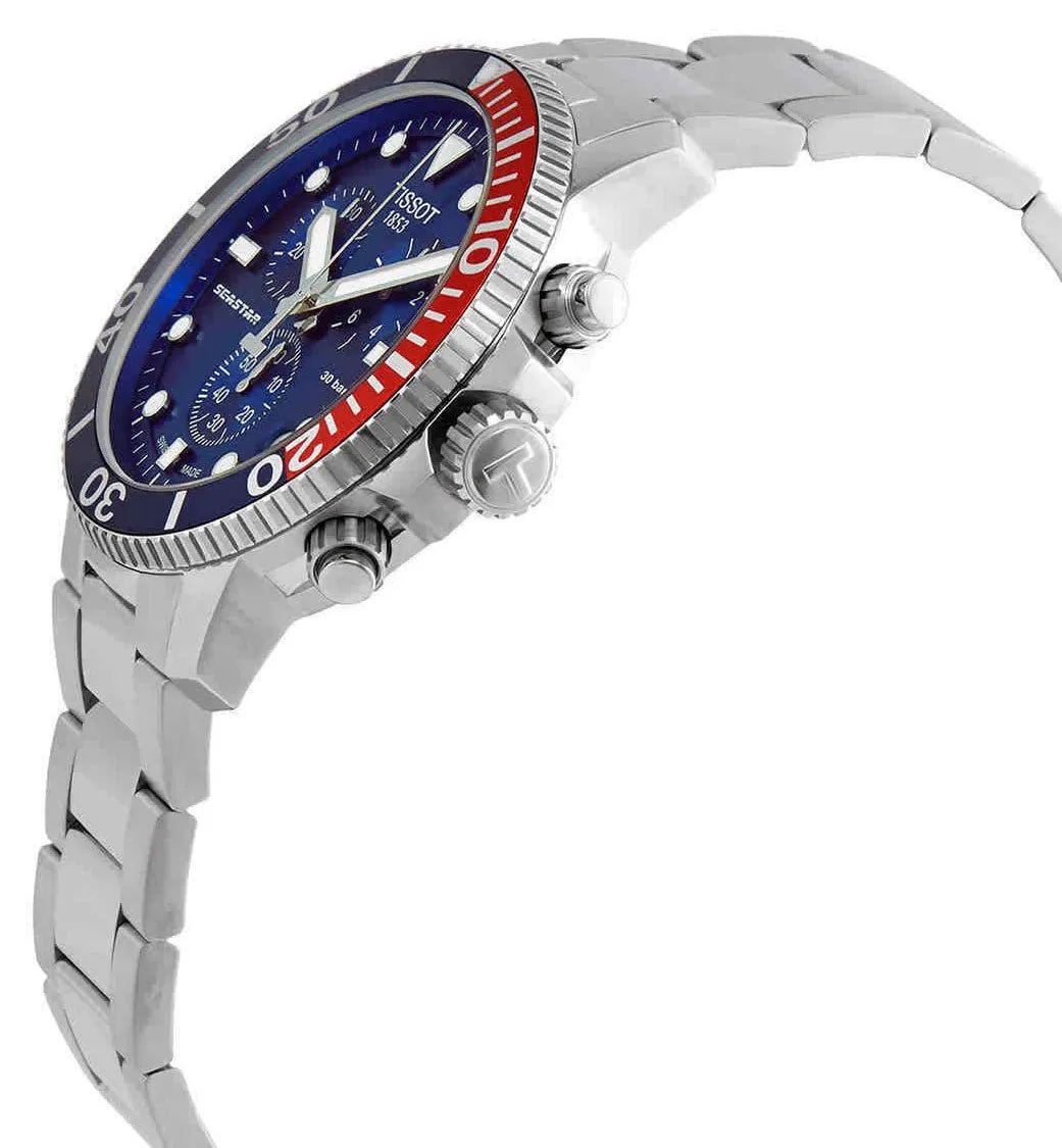 Tissot T-Sport Seastar 1000 Chronograph Stainless Steel Blue Dial Date Divers Quartz Mens Watch T120.417.11.041.03
