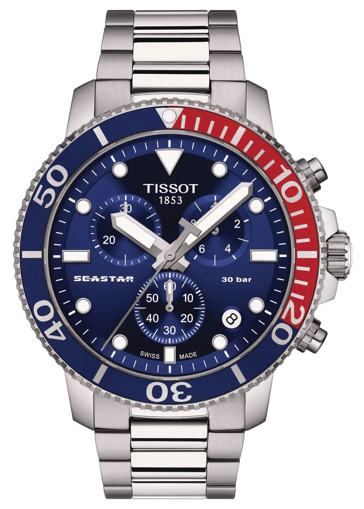 Tissot T-Sport Seastar 1000 Chronograph Stainless Steel Blue Dial Date Divers Quartz Mens Watch T120.417.11.041.03