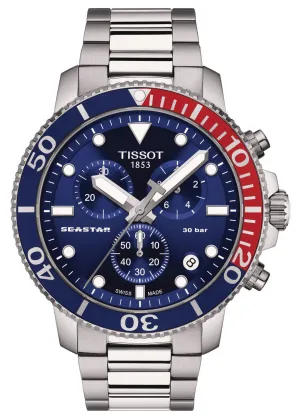 Tissot T-Sport Seastar 1000 Chronograph Stainless Steel Blue Dial Date Divers Quartz Mens Watch T120.417.11.041.03