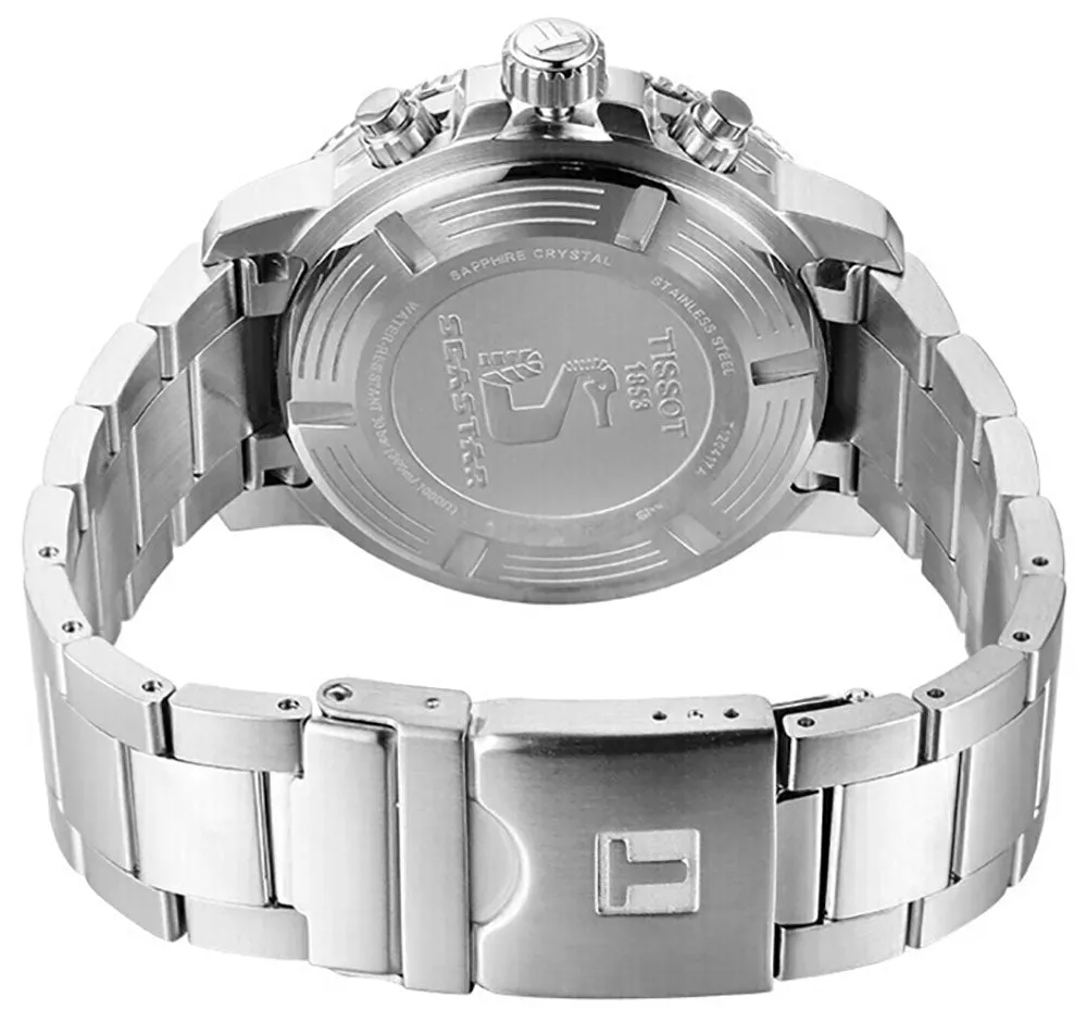 Tissot T-Sport Seastar 1000 Chronograph Stainless Steel Red Dial Date Divers Quartz Mens Watch T120.417.11.421.00