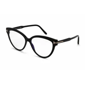 Tom Ford Women's Eyeglasses - Shiny Black Plastic Cat Eye Shape Frame | FT5763-B 001