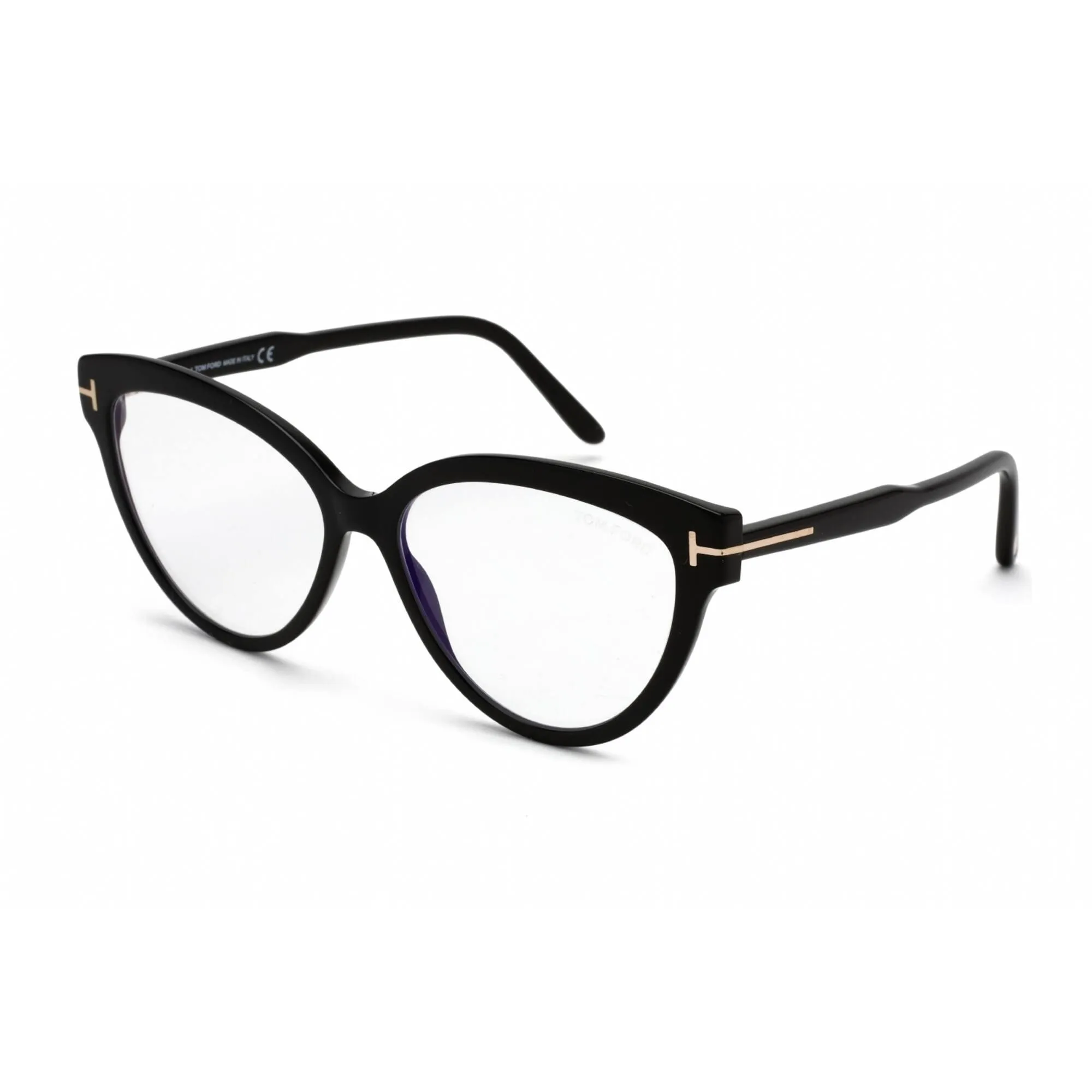 Tom Ford Women's Eyeglasses - Shiny Black Plastic Cat Eye Shape Frame | FT5763-B 001