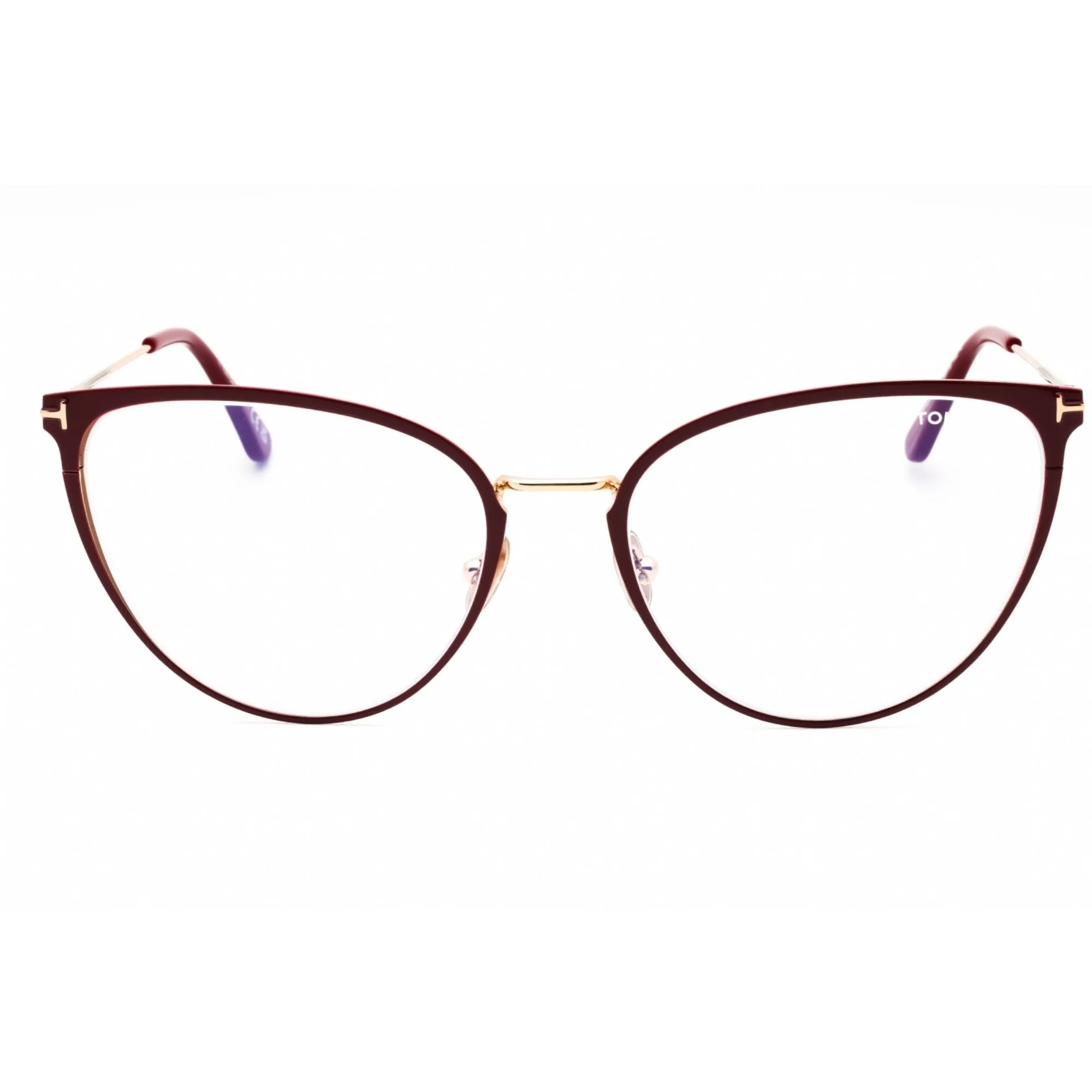 Tom Ford Women's Eyeglasses - Shiny Red Metal Cat Eye Full Rim Frame | FT5840-B 066