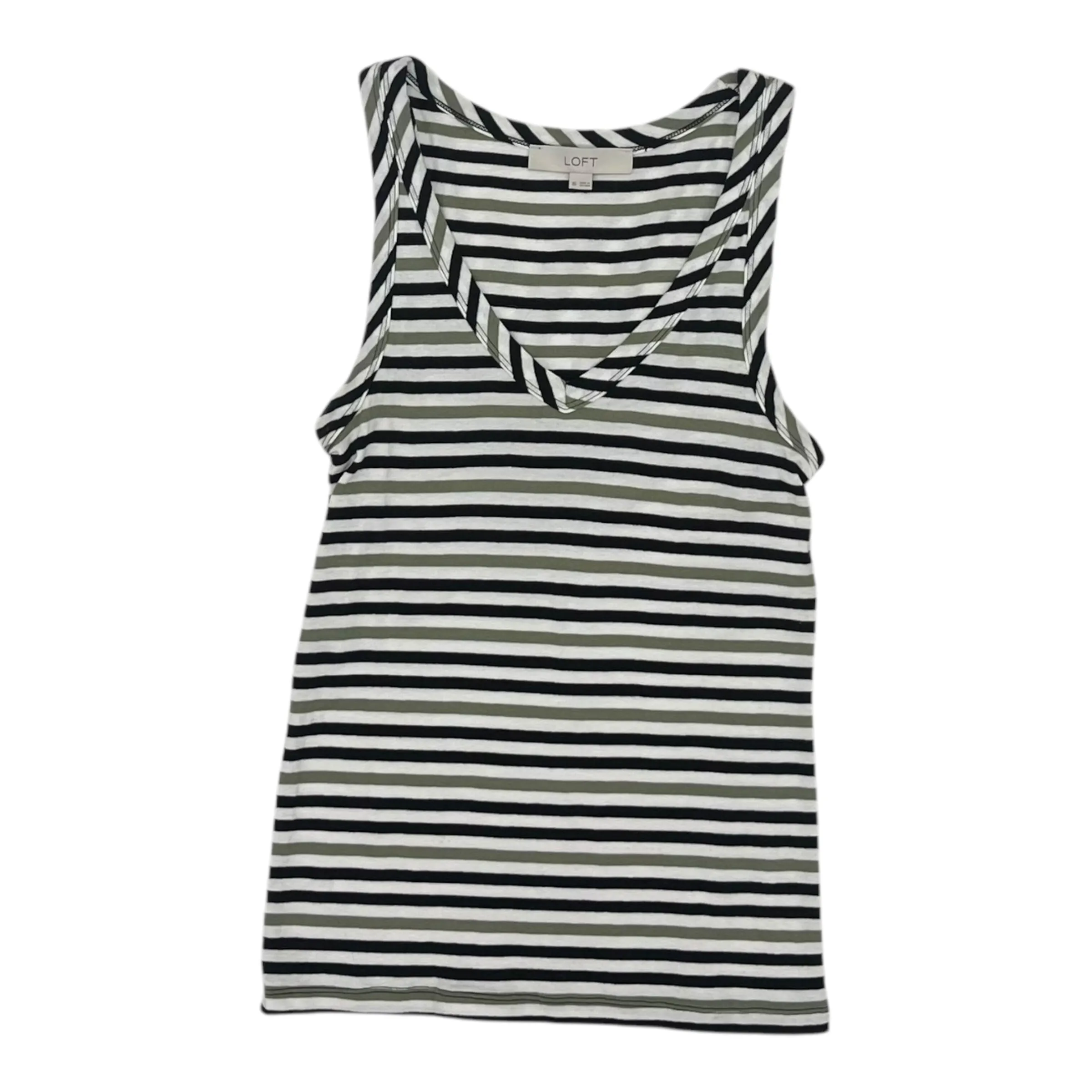 Top Sleeveless By Loft In Green & White, Size:Xs