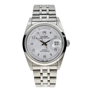 Tudor Prince Date Day 76200 White Dial Swiss Automatic Men's Watch 36mm Steel