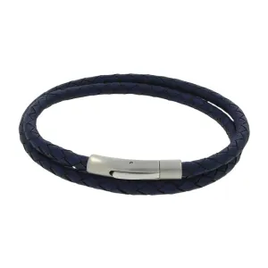 Unique & Co Navy Leather Mens Bracelet B511NV-21
