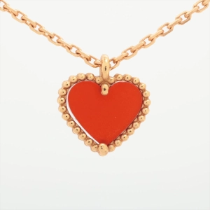 Van Cleef & Arpels Sweet Alhambra Hearts Carnelian Necklace