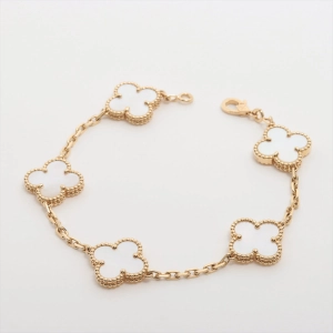 Van Cleef & Arpels Vintage Alhambra 5 Motif Mother of Pearl MOP Bracelet