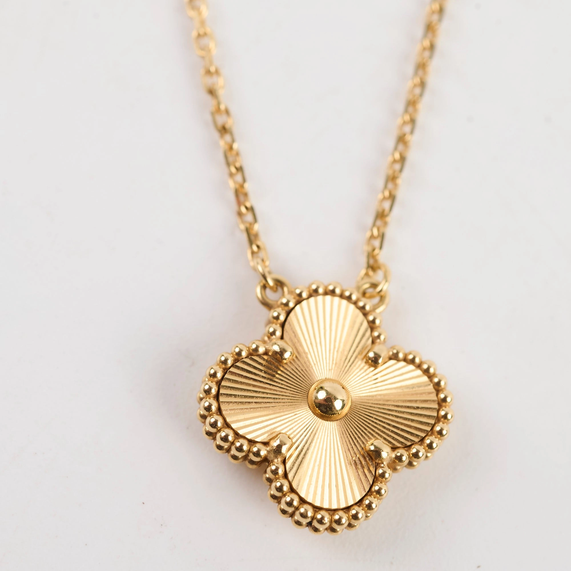 Van Cleef and Arpels Vintage Alhambra Guilloche Yellow Gold Necklace