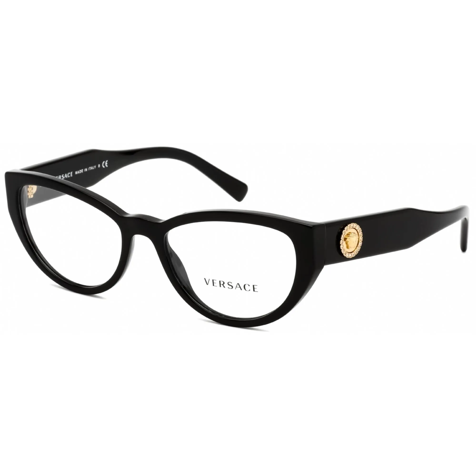 Versace Women's Eyeglasses - Clear Lens Cat Eye Black Plastic Frame | VE3280B GB1