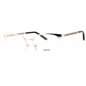 Versace Women's Eyeglasses - Silver Metal Cat Eye Half Rim Frame | 0VE1297 1000