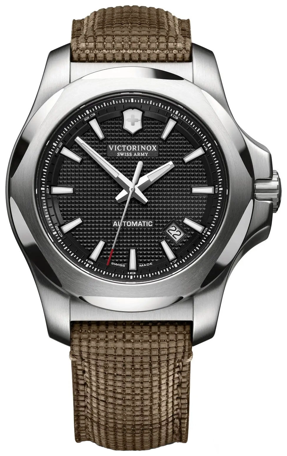 Victorinox Swiss Army I.N.O.X. Mechanical Stainless Steel Mens Strap Watch Black Dial Date 241836