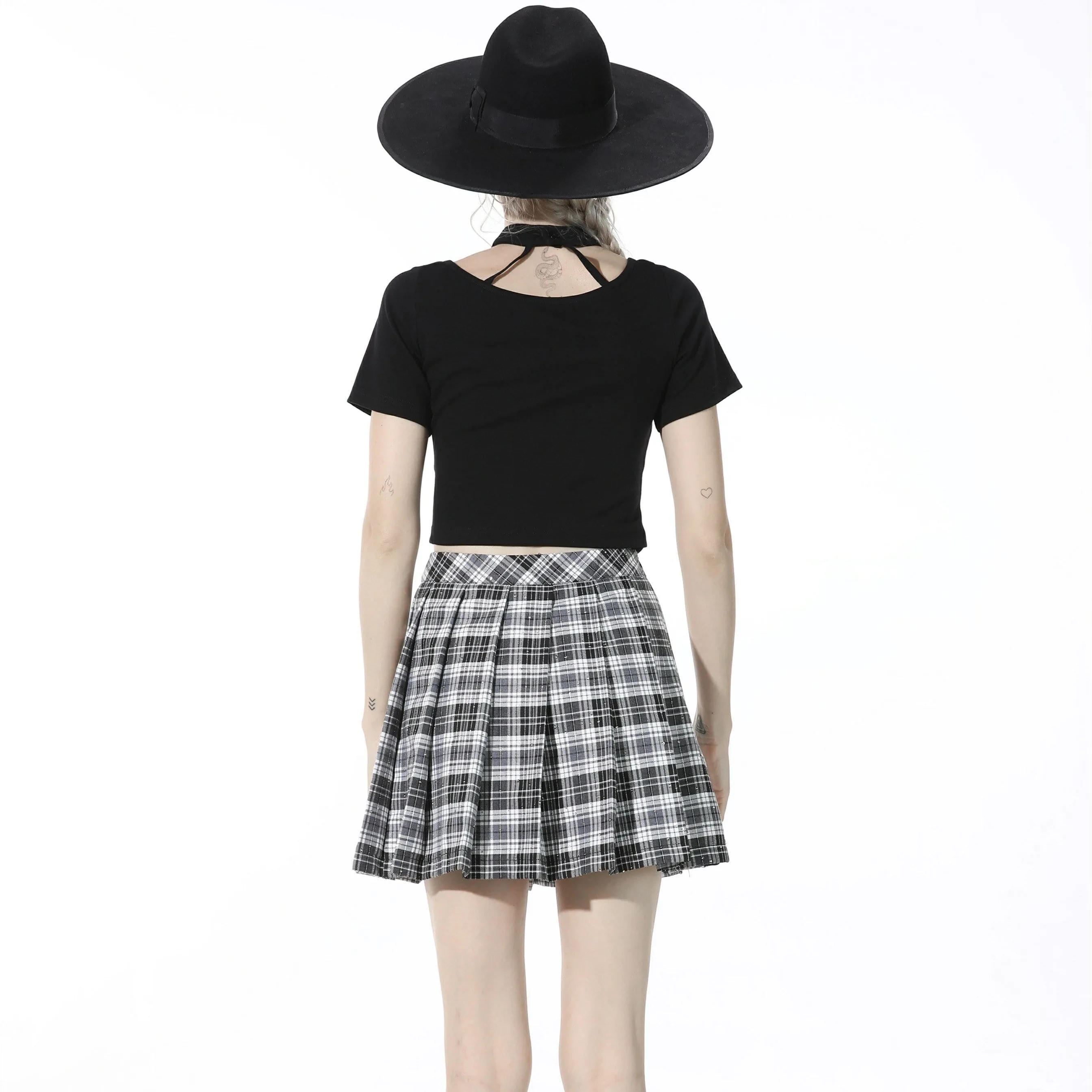 Women's Gothic Plaid Pleated Short Skirt