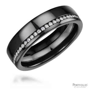 Zirconium And Diamond 6mm Wedding Ring